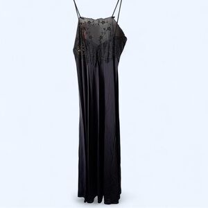 Unique Vintage Black Lace Slip Dress